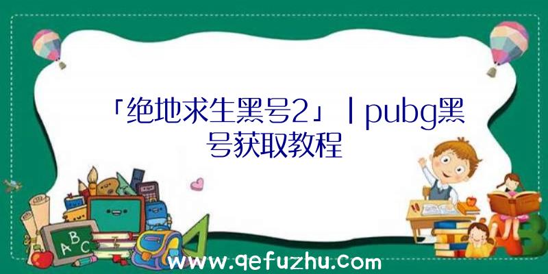 「绝地求生黑号2」|pubg黑号获取教程